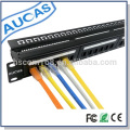 Taiwan 24 puertos UTP en blanco Cat6 patch panel con barra trasera 19 pulgadas 1U mayoristas